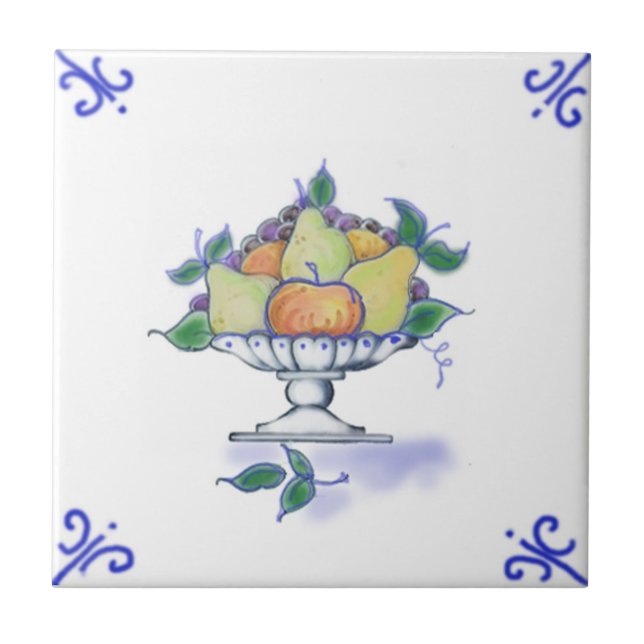 DFB08 Delft Fruit Basket Design Ceramic Tile (Front)