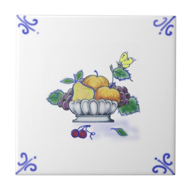 DFB09 Delft Fruit Basket Design Ceramic Tile (Front)