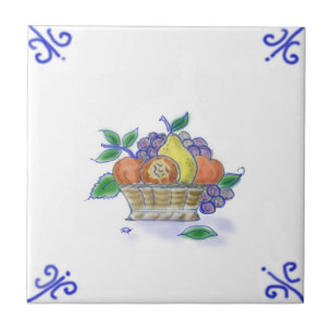 DFB10 Delft Fruit Basket Design Ceramic Tile