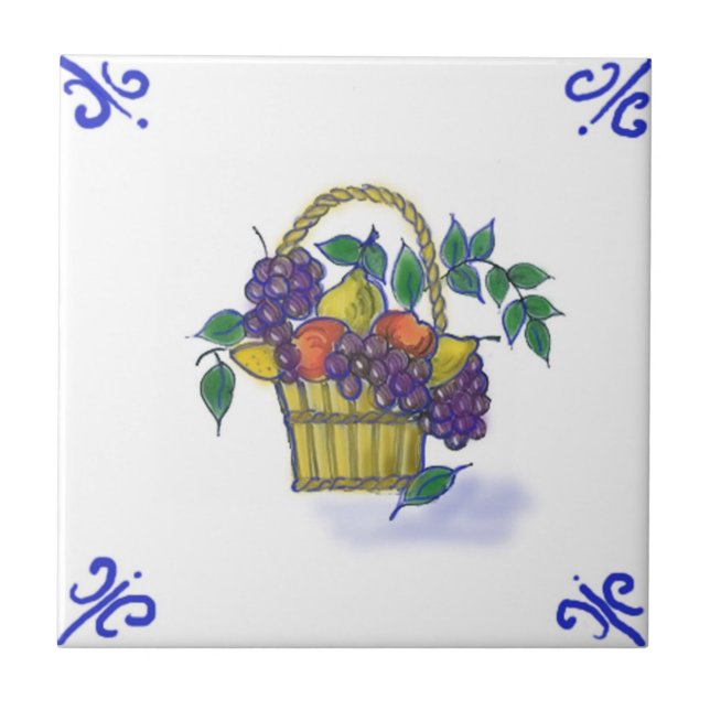 DFB11 Delft Fruit Basket Design Ceramic Tile (Front)