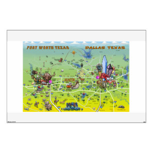 DFW Cartoon Map Wall Decal