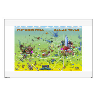DFW Cartoon Map Wall Decal