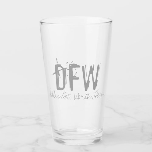DFW DAllas Airport Code Typography Glass