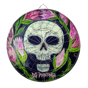 DG Paintings Skull Flower Dart Board