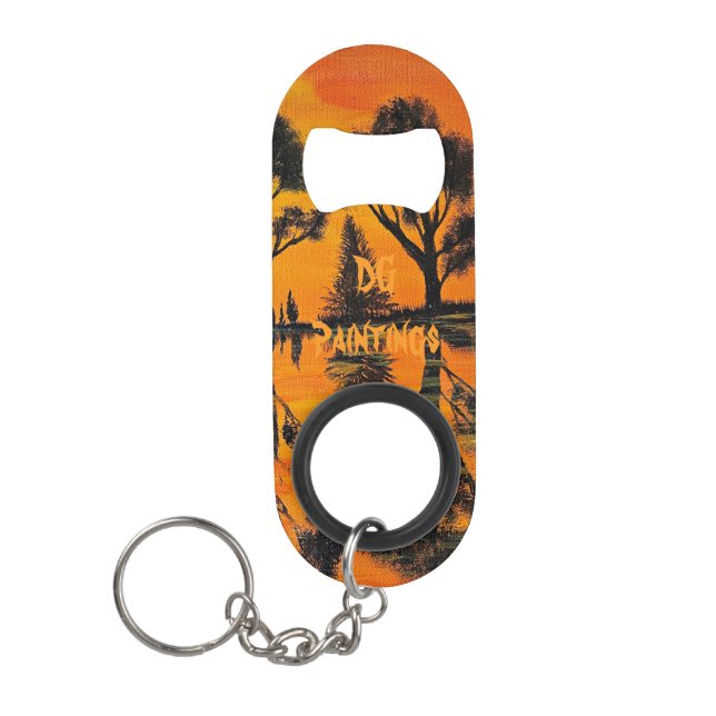 DG Paintings Sunset Lake Reflections Keychain Bottle Opener (Front)