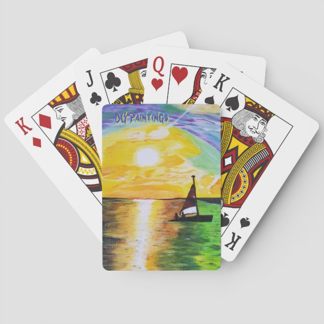 DG Paintings Sunset Sail  Poker Cards (Back)