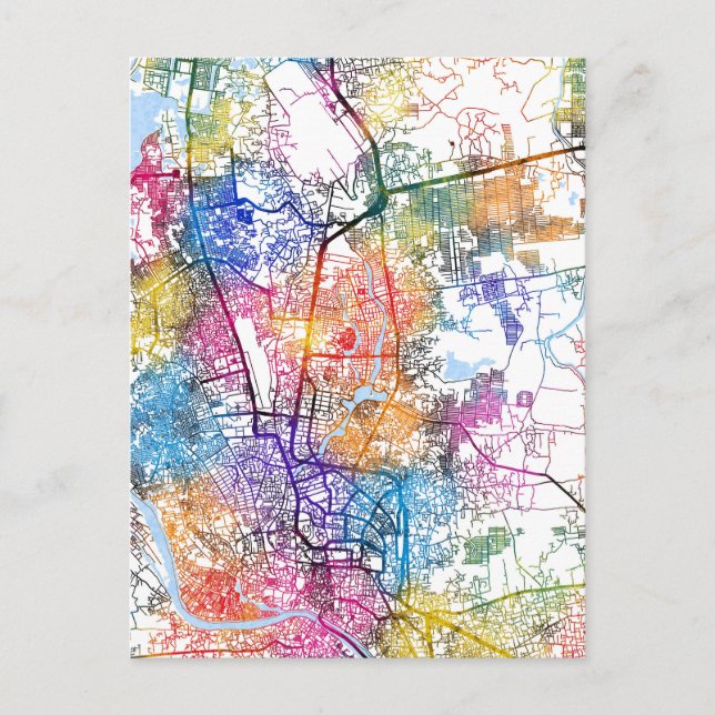 Dhaka Bangladesh City Map Postcard (Front)