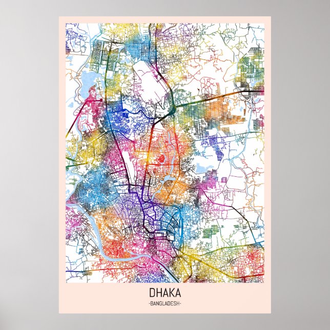 Dhaka Bangladesh City Map Poster (Front)