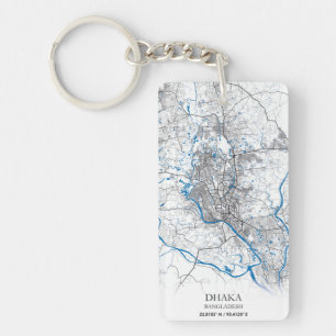 Dhaka Bangladesh City Map Travel Simple Minimal Keychain