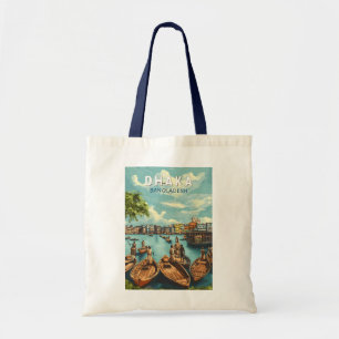Dhaka Bangladesh Illustration Travel Art Vintage Tote Bag
