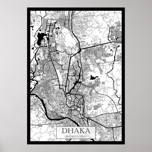 Dhaka Bangladesh Map Poster (Front)