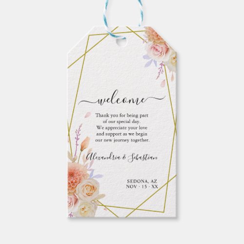 Dhalia  Roses Welcome Wedding Favor Gift Tag