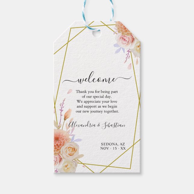 Dhalia & Roses Welcome Wedding Favor Gift Tag (Front)