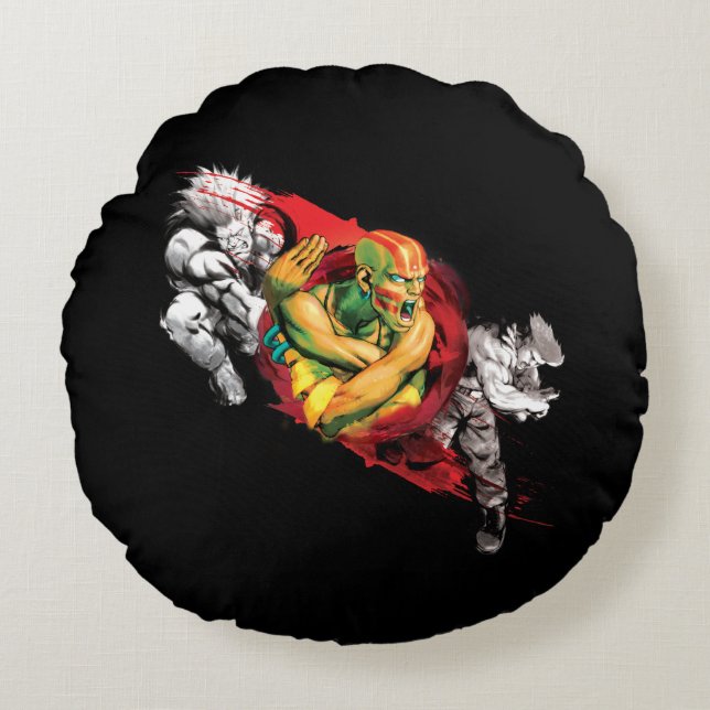 Dhalsim, Blanka & Guile Round Pillow (Front)