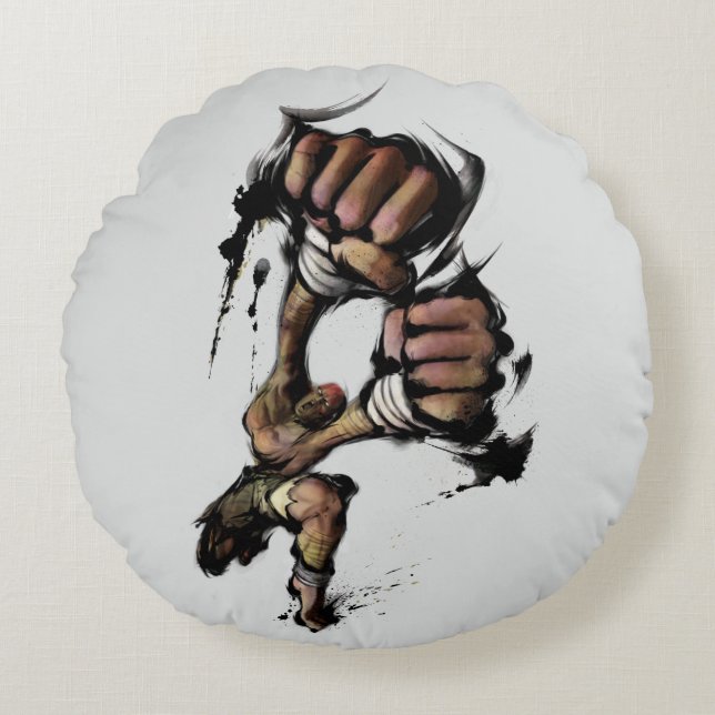 Dhalsim Long Punch Round Pillow (Front)
