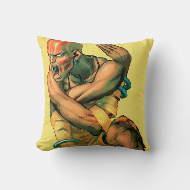Dhalsim Twisted Throw Pillow (Front)