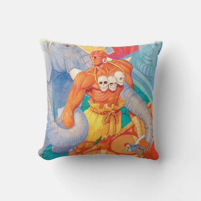 Dhalsim With Animals Throw Pillow (Front)