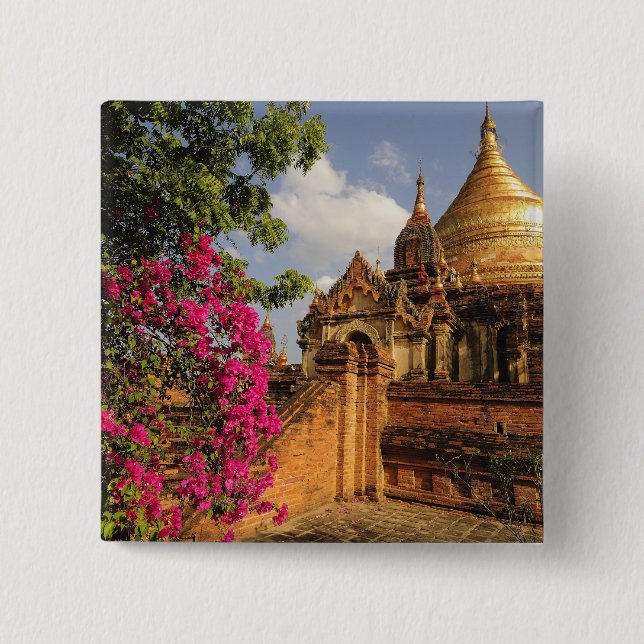 Dhamma Yazaka Pagoda at Bagan (Pagan), Myanmar Pinback Button (Front)