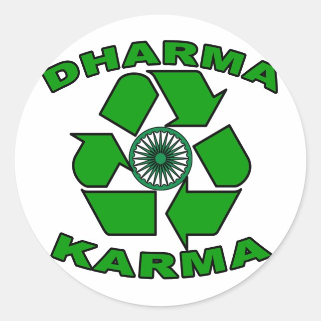 Dharma Karma Eco Design Classic Round Sticker (Front)