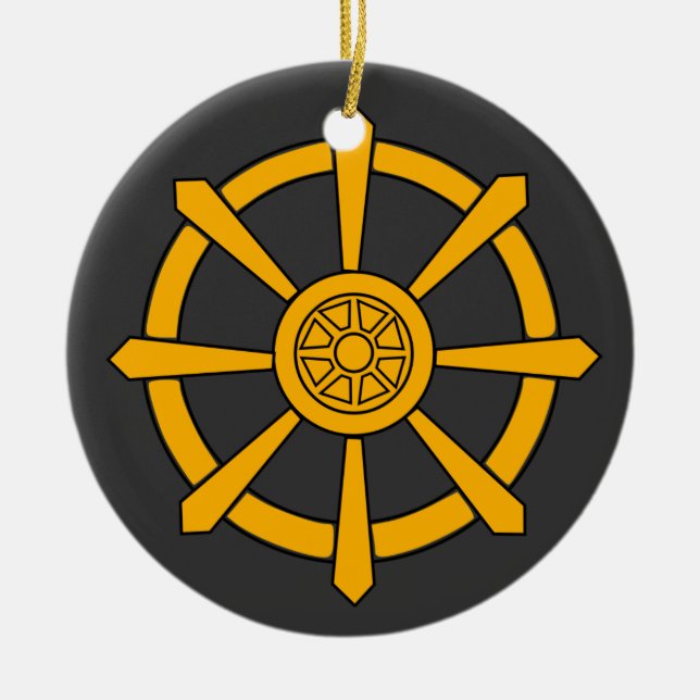 Dharma Wheel Ceramic Ornament (Front)