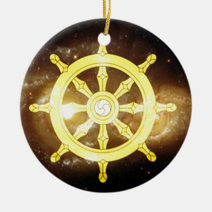 Dharma Wheel Ceramic Ornament