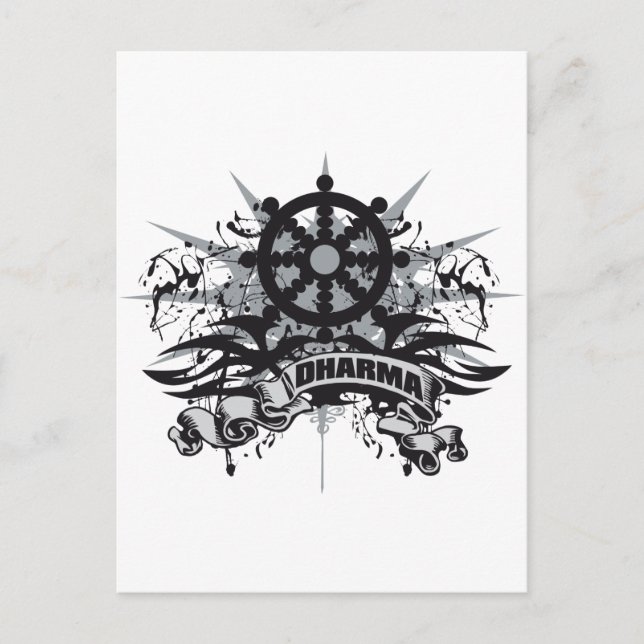 Dharma Wheel Grunge Postcard (Front)