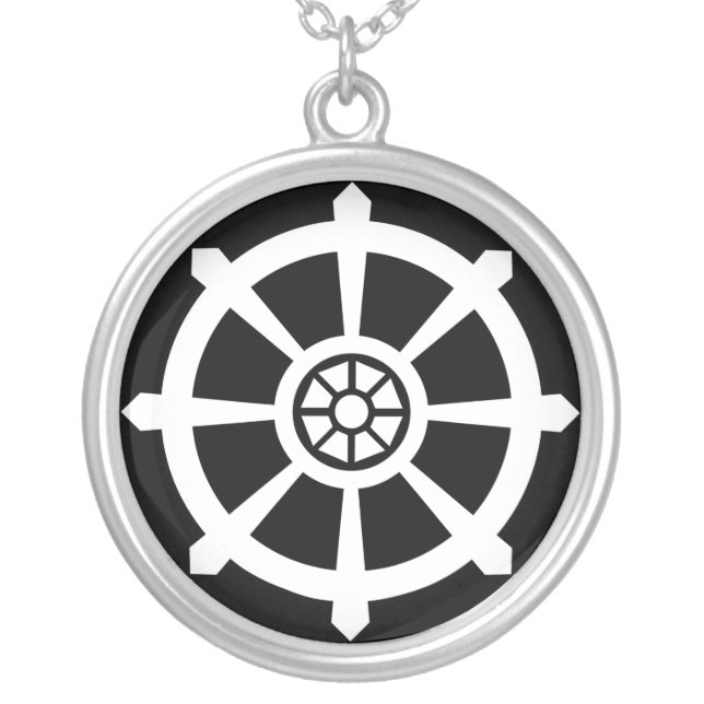 Dharma Wheel Harmony  Silver Plated Necklace (Front)