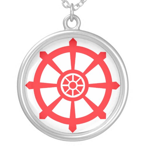 Dharma Wheel Harmony  Silver Plated Necklace