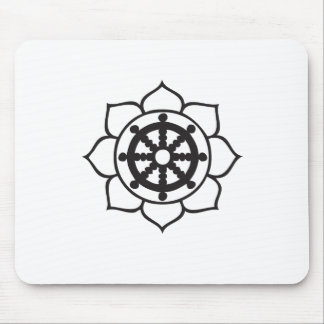 Dharma Wheel Lotus Mouse Pad
