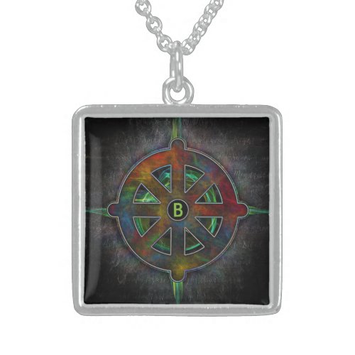 Dharma Wheel of Buddha Sterling Silver Necklace
