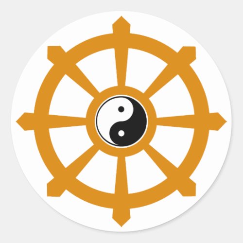 Dharma Wheel Yin Yang Classic Round Sticker