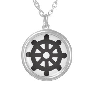 Dharmacakra, Dharmachakra, "Wheel of Dharma" Silver Plated Necklace