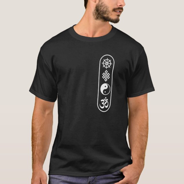 Dharmachakra Wheel  Om Sign  Yin Yang  Endless Kno T-Shirt (Front)