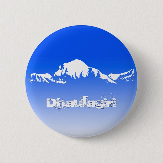 Dhaulagiri Mountain Range Himalayas, Nepal, Blue Button (Front)