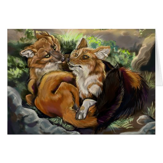 Dhole Cuddle Couple Cards (Front Horizontal)