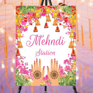 Dholki decoration Henna station sign, Mehndi stati Foam Board