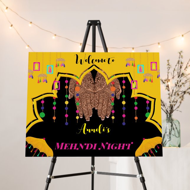 Dholki Mehndi Welcome Traditional Indian Wedding  Foam Board (In Situ (Stand))
