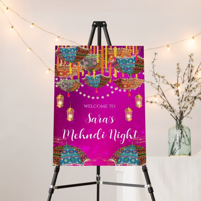 Dholki signs Mehndi Welcome decor & Mehndi Sign (In Situ (Stand))