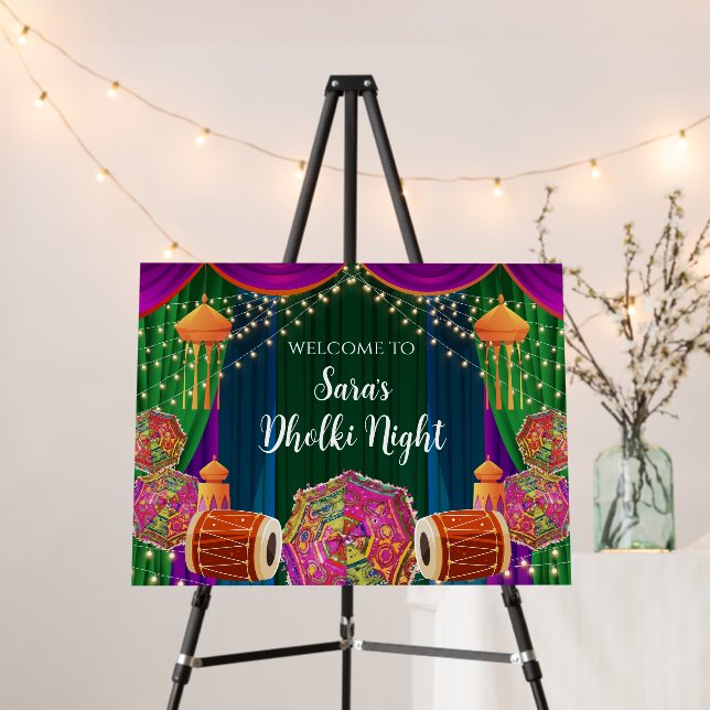Dholki Welcome signs for your Wedding Dholki sign (In Situ (Stand))