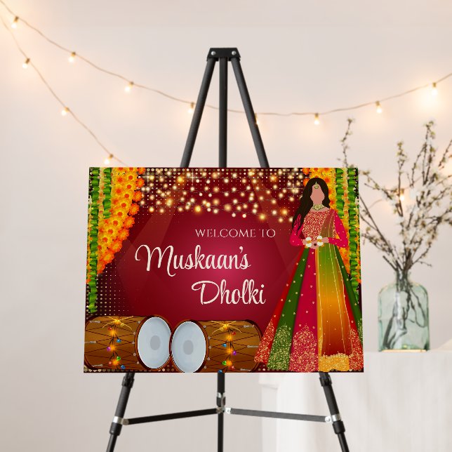 Dholki Welcome Signs Mehndi signs, Dholki decor (In Situ (Stand))