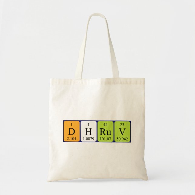 Dhruv periodic table name tote bag (Front)