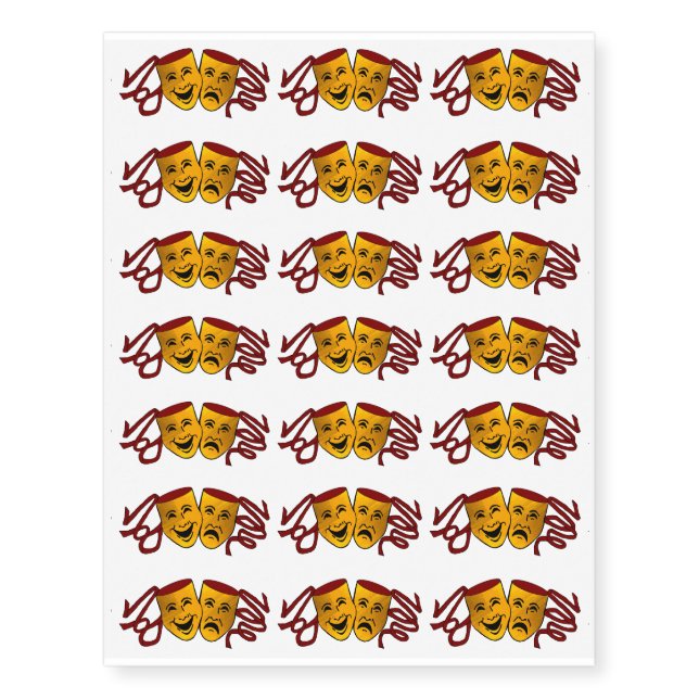 DHS Drama comedy tragedy mask temp tattoos (Front)