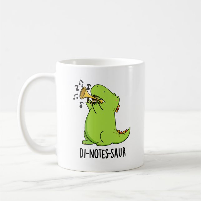 Di-notes-saur Funny Dinosaur Pun Coffee Mug (Left)