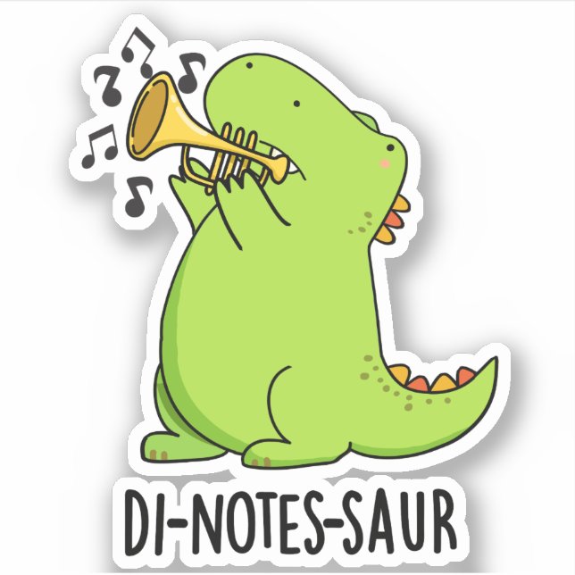 Di-notes-saur Funny Dinosaur Pun Sticker (Front)