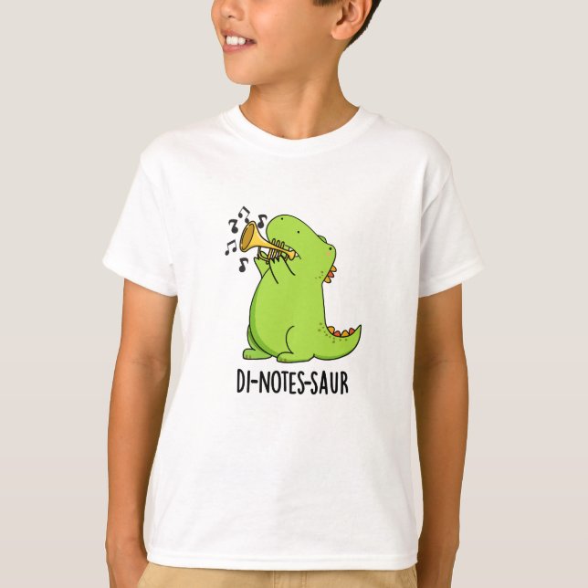 Di-notes-saur Funny Dinosaur Pun T-Shirt (Front)