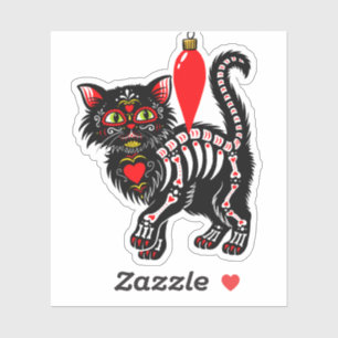 Dia De Los Christmas Kitty Cute Sticker