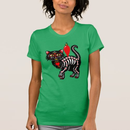 Dia De Los Christmas Kitty Cute T_Shirt