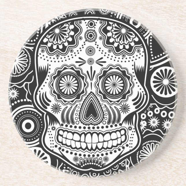 Dia De Los Muertes Sugar Skull Drink Coaster (Front)