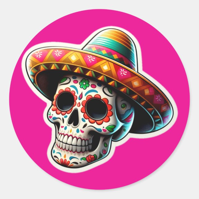 Dia de los Muertos 2 Classic Round Sticker (Front)