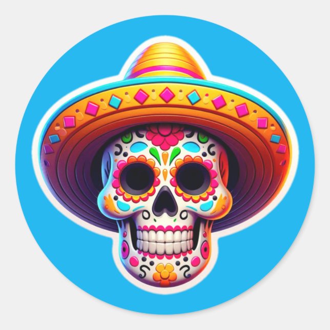 Dia de los Muertos 5 Classic Round Sticker (Front)